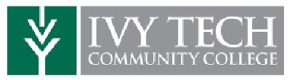 Logo of Ivy Tech Community College. It features a stylized green tree icon on the left and the text "Ivy Tech Community College" in white on a green and gray background.